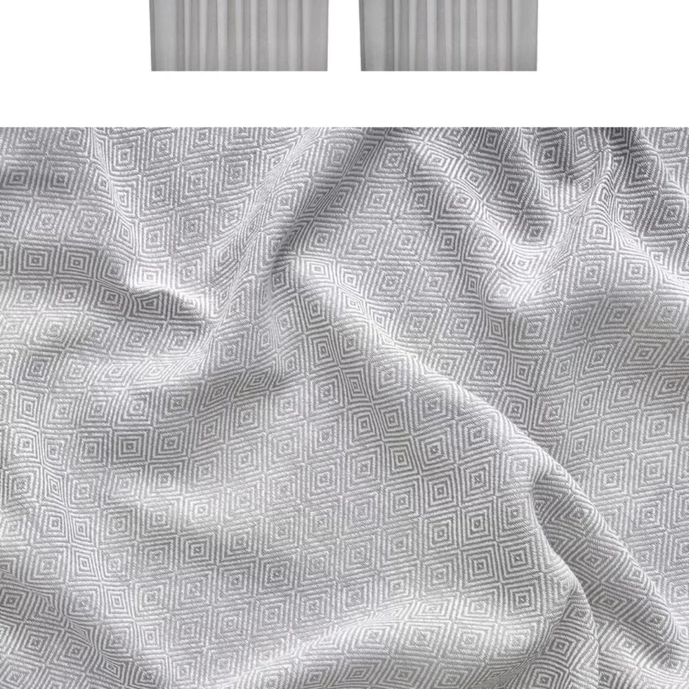 NEW IKEA FJADERMOTT GRAY WHITE WOVEN CURTAINS 57x98 - TWO PANELS